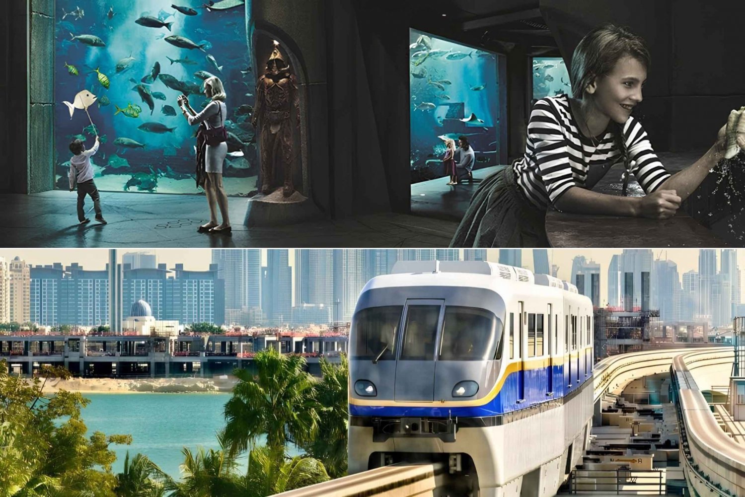 Dubai: Lost Chambers Aquarium och Palm Monorail biljett & SIM-kort