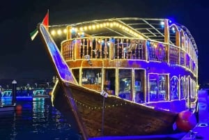 Dubai: Marina Dhow Dinner Cruise med privat transfer