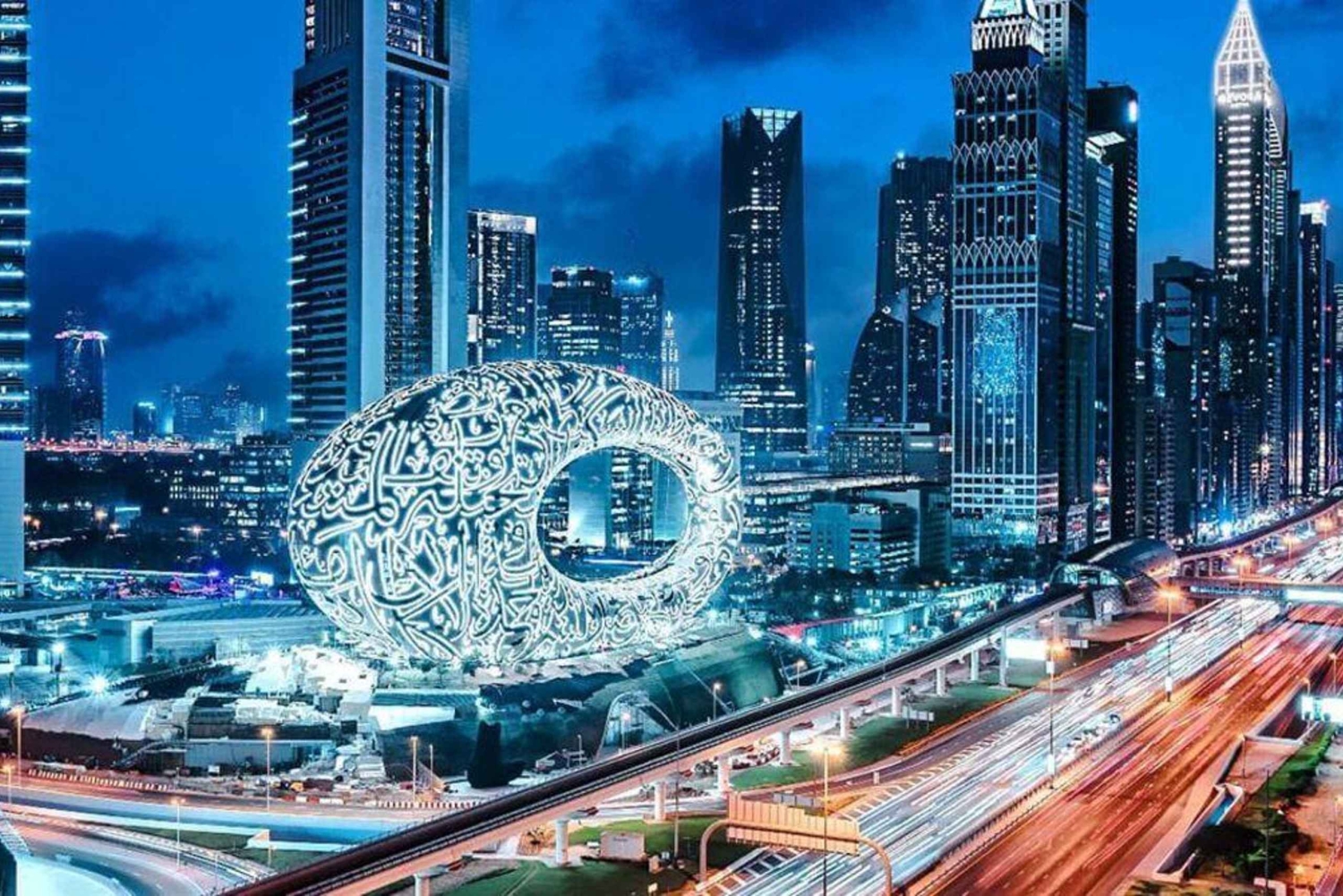 Dubai: Guidad stadstur på natten med skåpbil och DXB-fontänshow