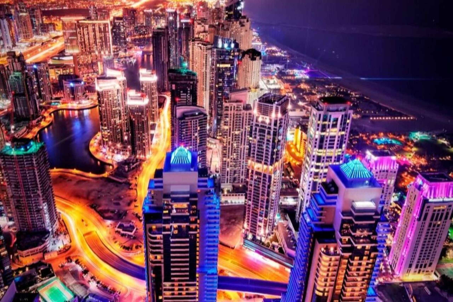 Dubai: Guidad stadstur på natten med skåpbil och DXB-fontänshow