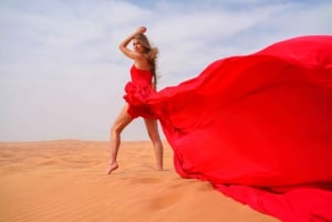 Dubai: fotografia particular de vestido voador e viagem pelas dunas