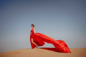 Dubai: Viaje Privado de Fotografía con Vestido Volador y Conducción por las Dunas