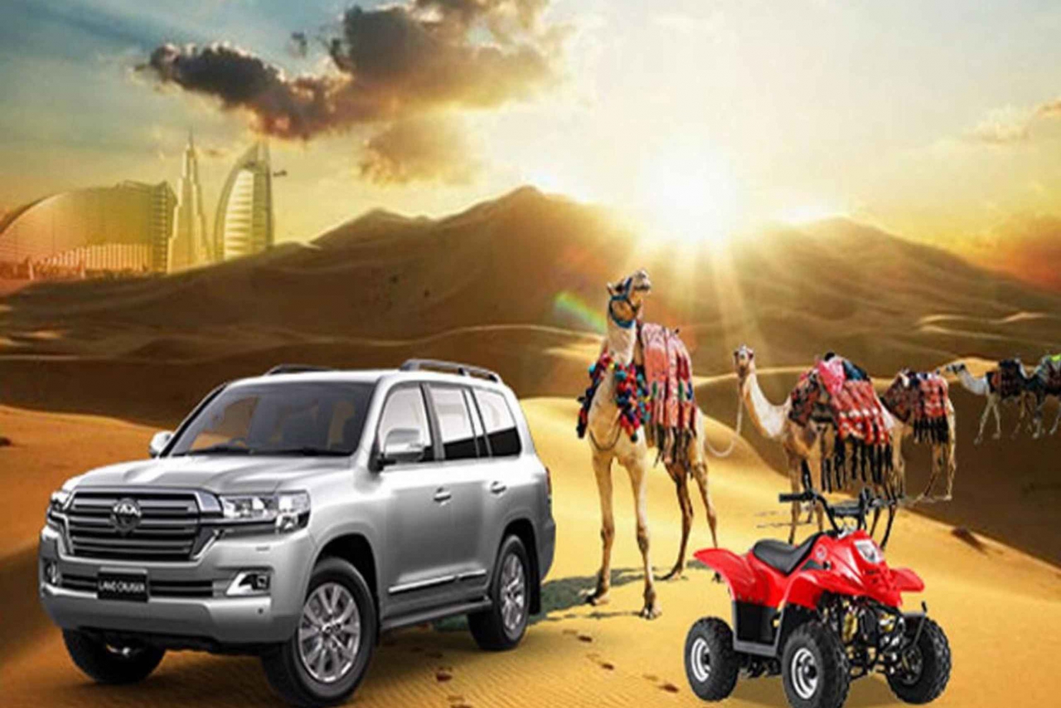 Dubai: Quad Bike With Desert Safari, BBQ, Sandboard & Camel