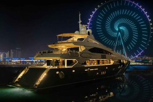 ドバイ：サンシーカー スーパーヨットでVIPディナー、ドリンク、ライブDJをお楽しみください