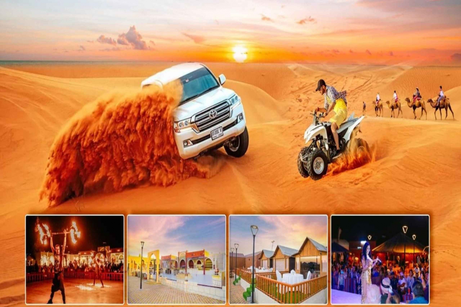 Dubai: Sunset Desert Safari w/ Camel Ride, Sandboard, & BBQ