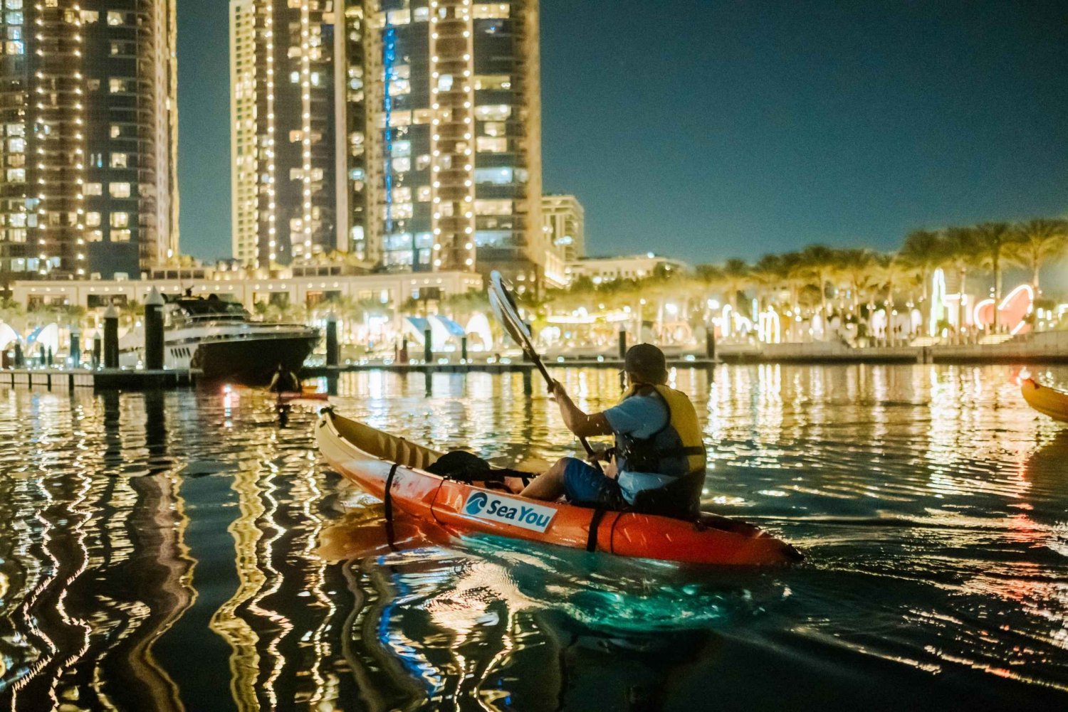 Dubai: Dubai Creek-kajaktocht bij zonsondergang/nacht