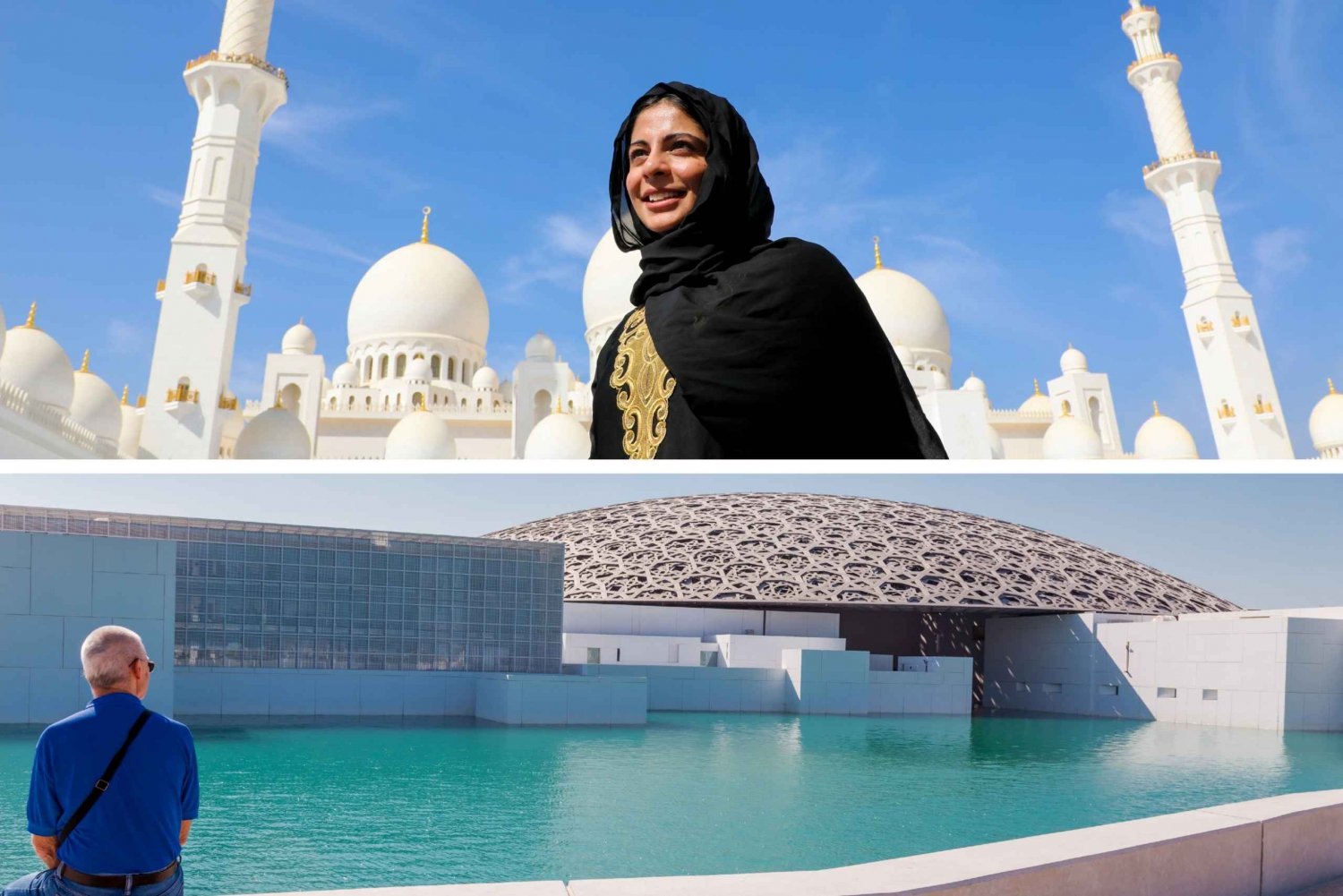 Från Dubai: Heldagsutflykt till Abu Dhabi med Louvren och moskén