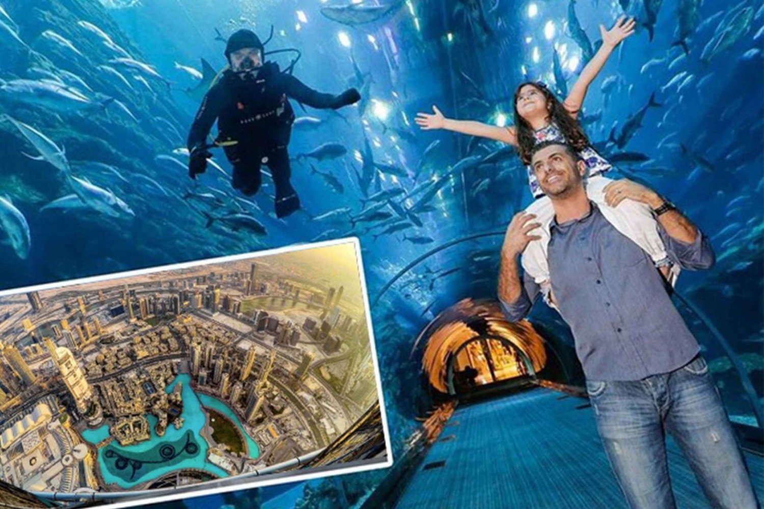 Tour de ville d'une journée avec Burj Khalifa et billet pour le zoo sous-marin