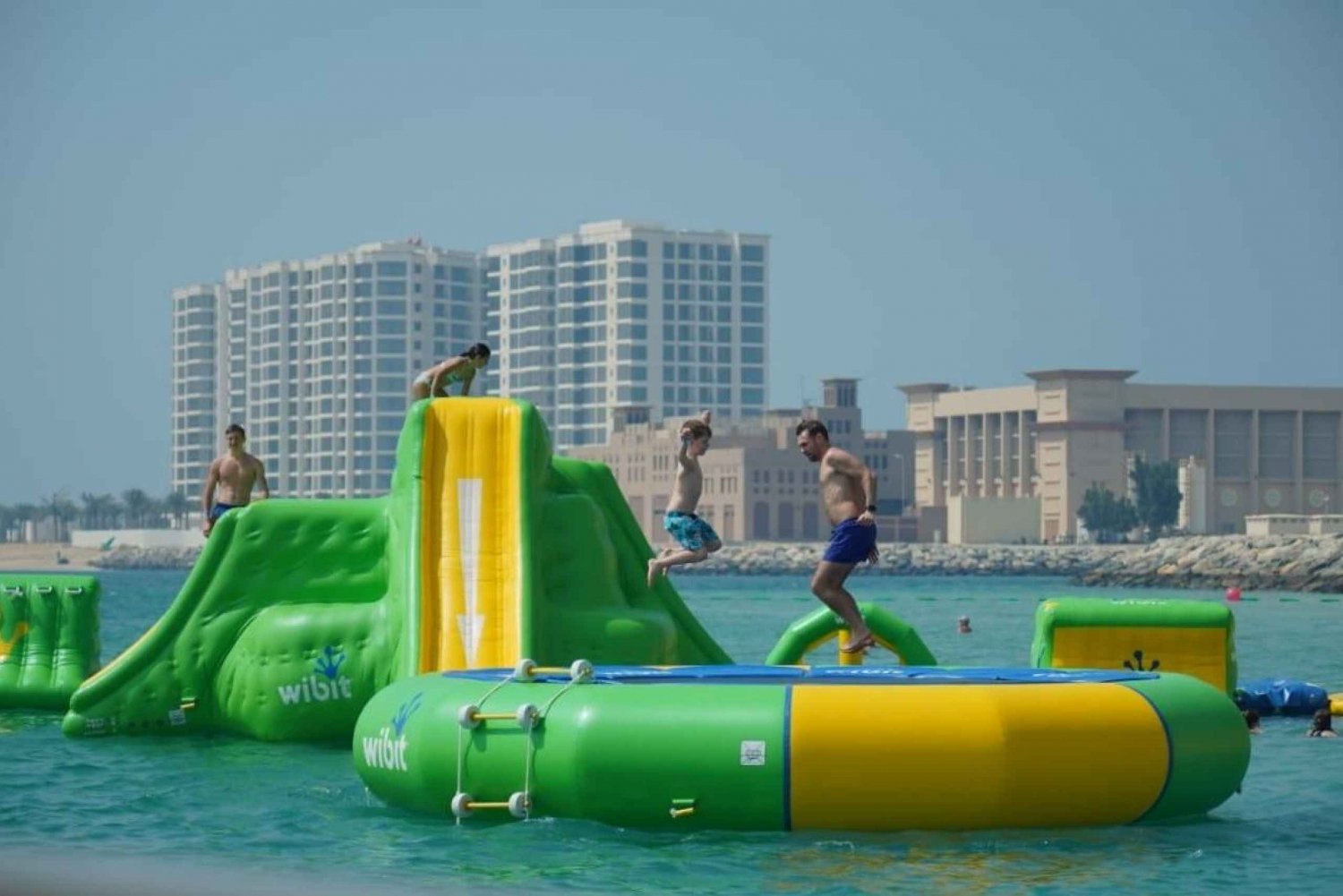 Inflatable water park at palm Jumeirah duabi