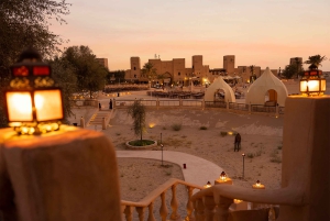 Luxe woestijnsafari in Dubai, barbecue, kamelenrit, quad, show
