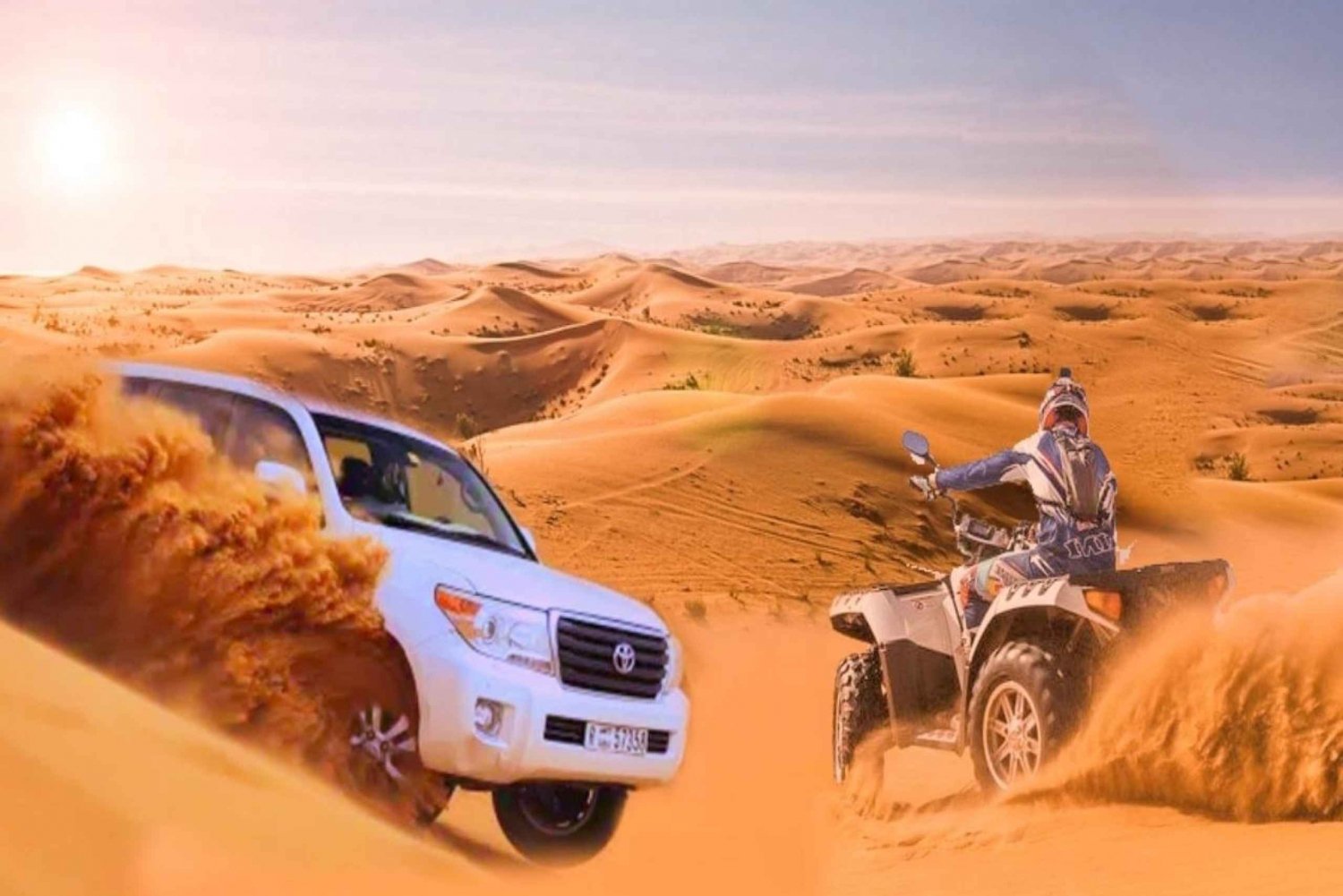 Safari por el desierto en todoterreno, quad, paseo en camello, espectáculos y barbacoa