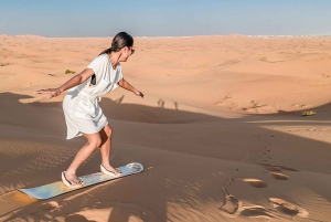 Soluppgång Desert Tour Dune Bashing Sand Boarding Camel Ride