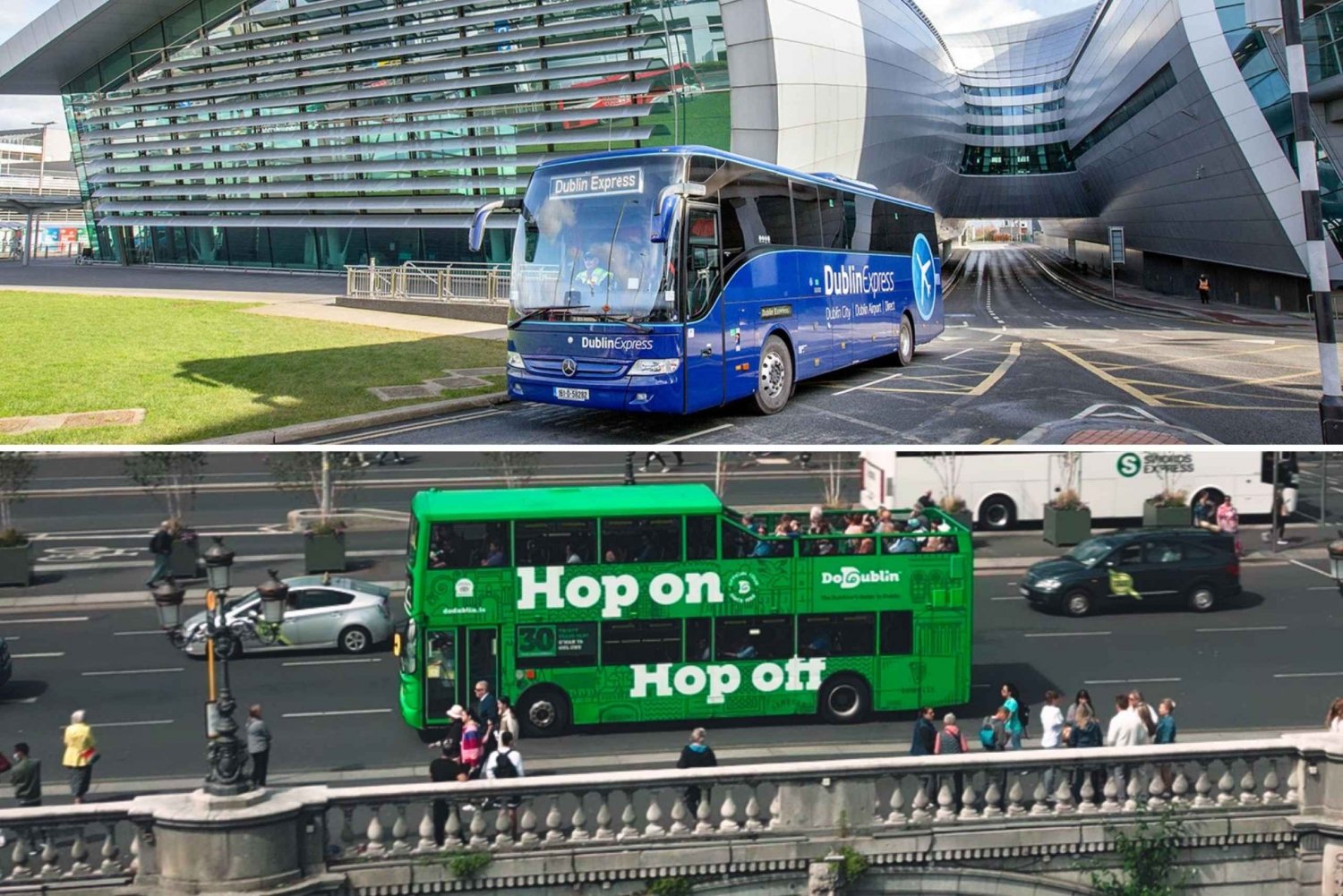 Dublin: Lentokenttäkuljetus ja Hop-On Hop-Off-bussilippu.