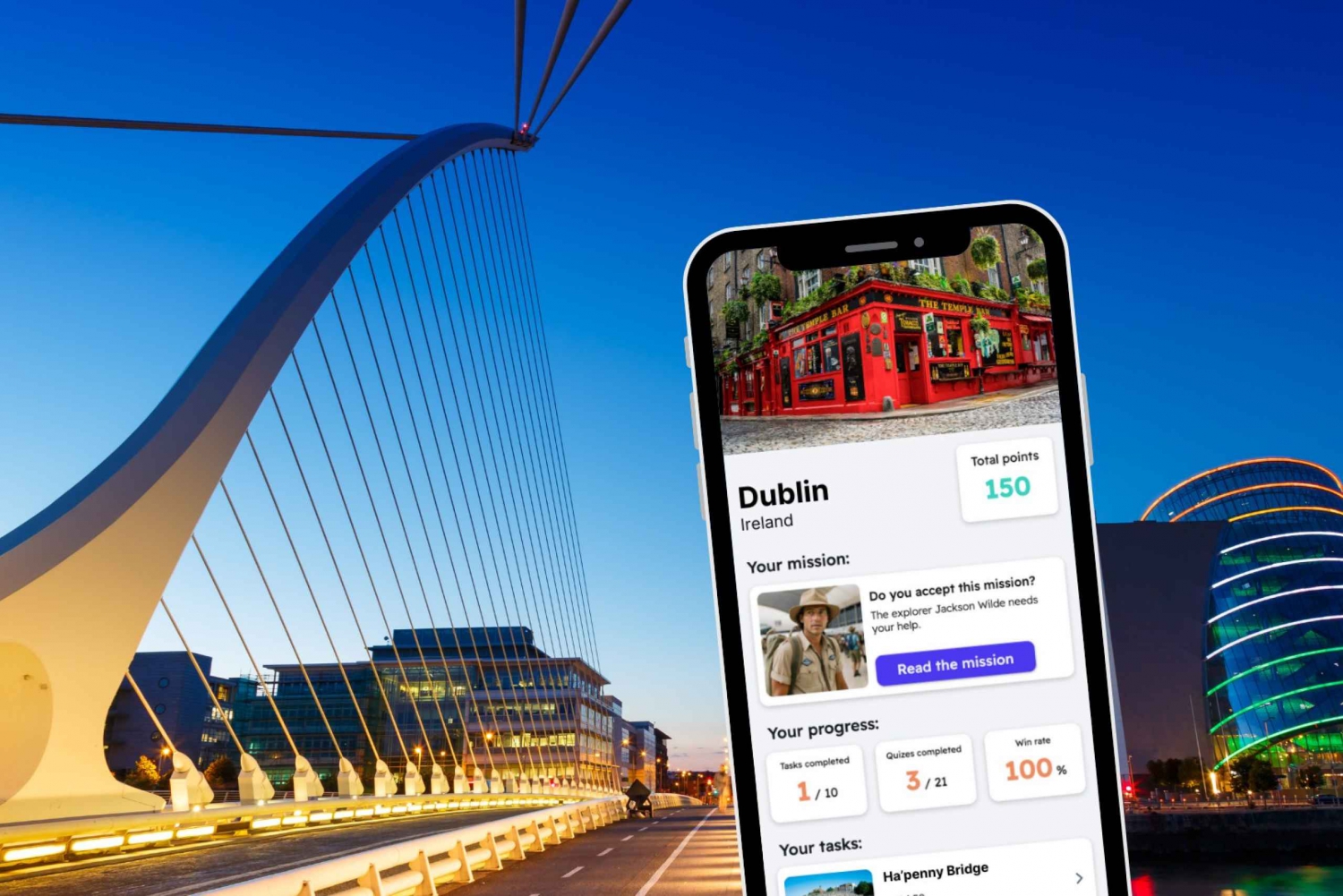 Dublin: City Exploration Game and Tour no seu telefone