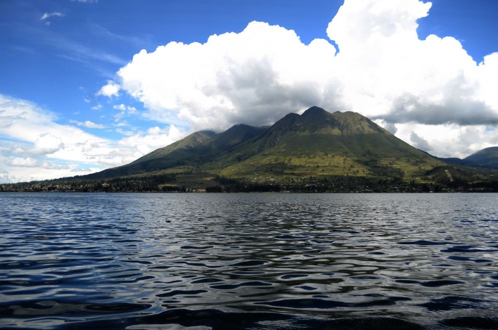 Lago San Pablo at the foot of the Imbabura Volcano
