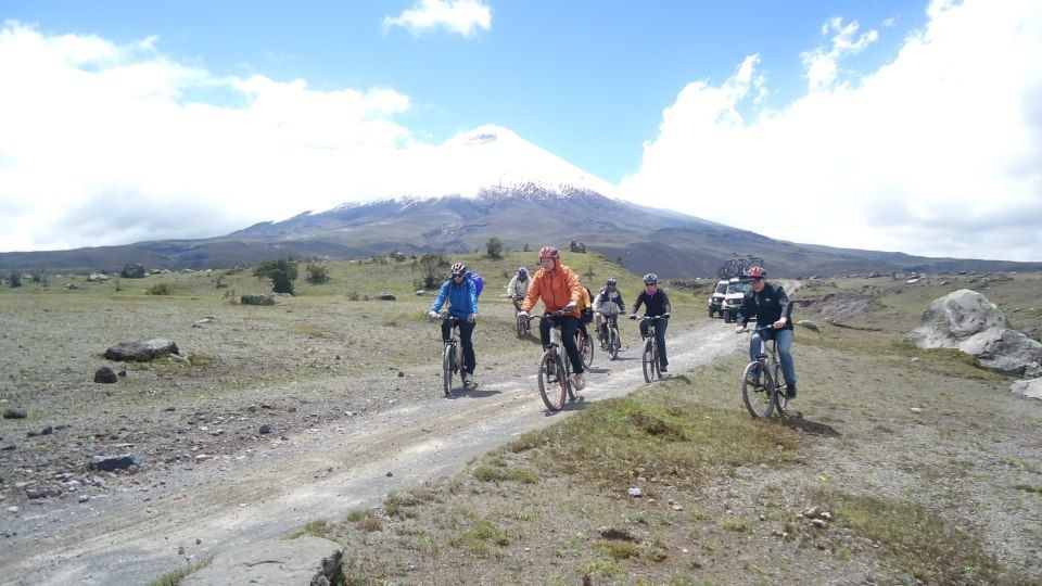 Biking in the Andes (Cotopaxi volcano in the background)