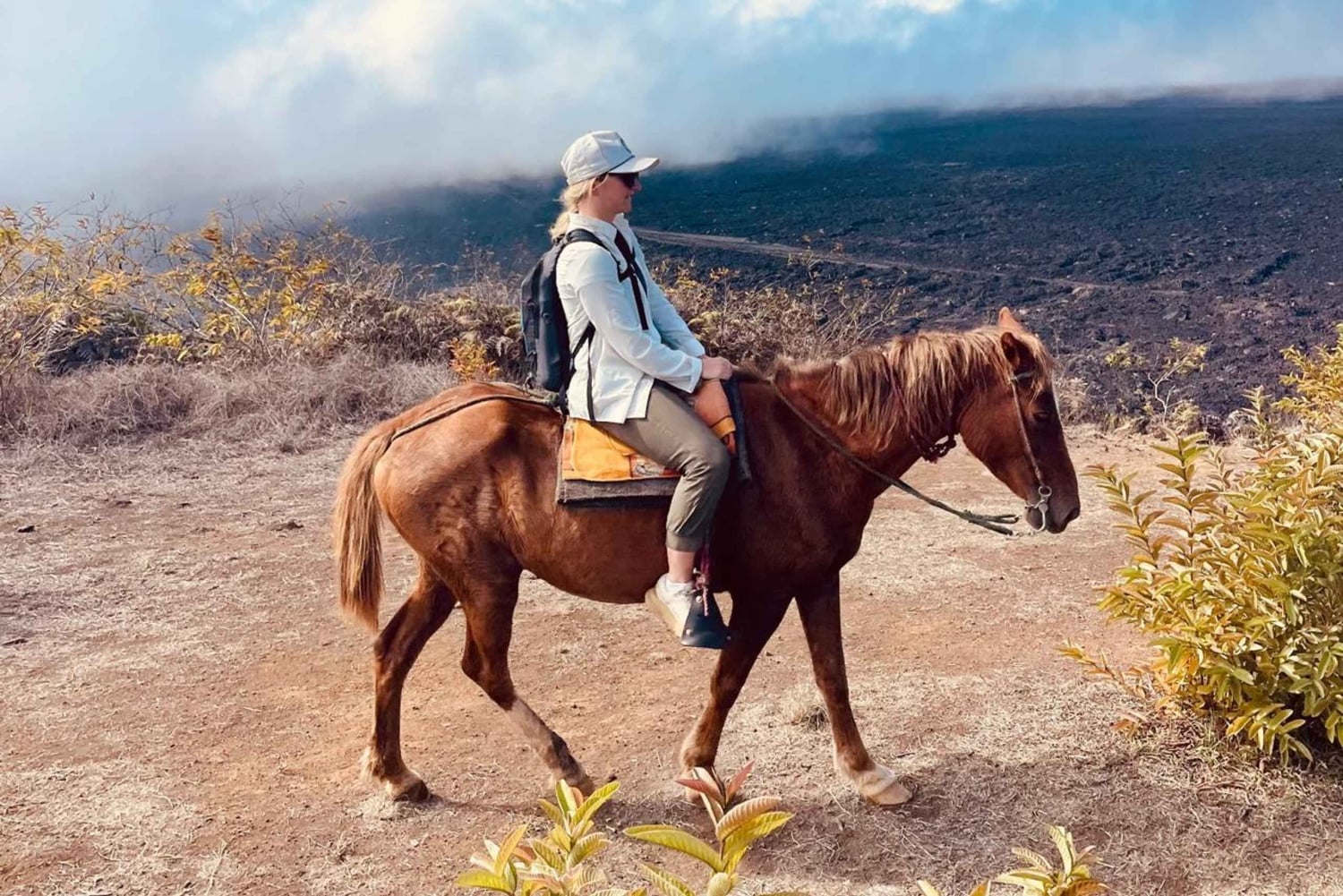 Cavalgando em Galápagos pelos cumes do vulcão Sierra Negra