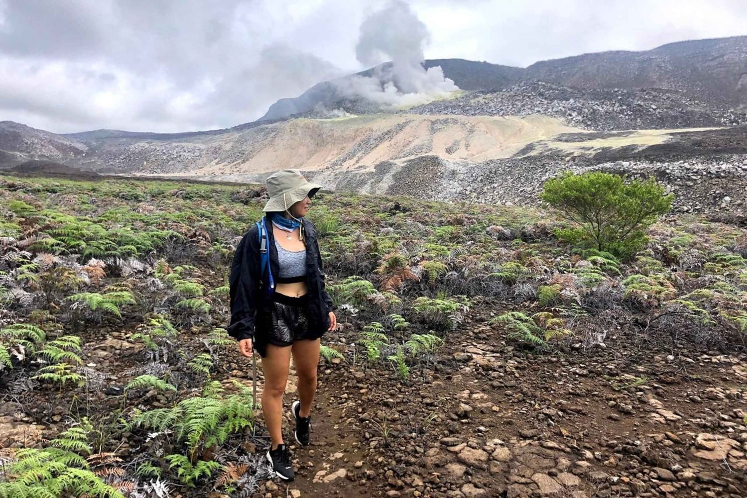 硫黄噴気孔の光景: 火山探検隊の内部