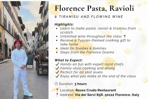 Florencja: warsztaty przygotowywania tiramisu i makaronu z nieograniczoną ilością wina
