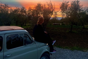 Firenzestä: Firenze: Auringonlaskun viininmaistelukierros vintage-autolla