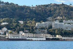 Golf Juan: Crociera in barca a vela al tramonto con aperitivo sull'isola