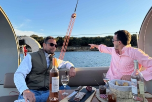 Golf Juan: Crociera in barca a vela al tramonto con aperitivo sull'isola