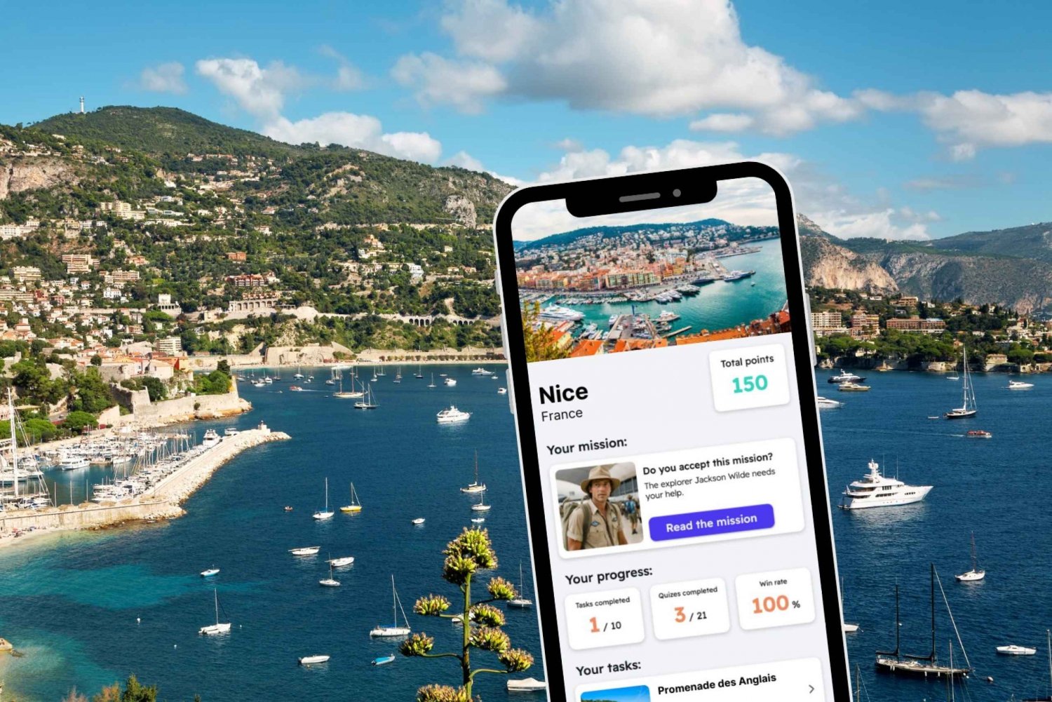 Nice : Jeu d'exploration de la ville et visite guidée sur votre téléphone