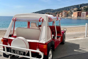 Turisttur på Franska Rivieran i en Mini Moke cabriolet