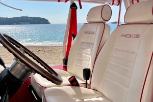 Turisttur på den franske riviera i en Mini Moke cabriolet