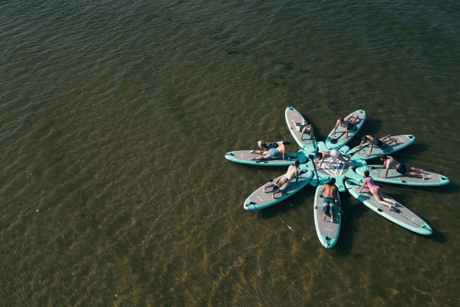 Streching on Paddle Board