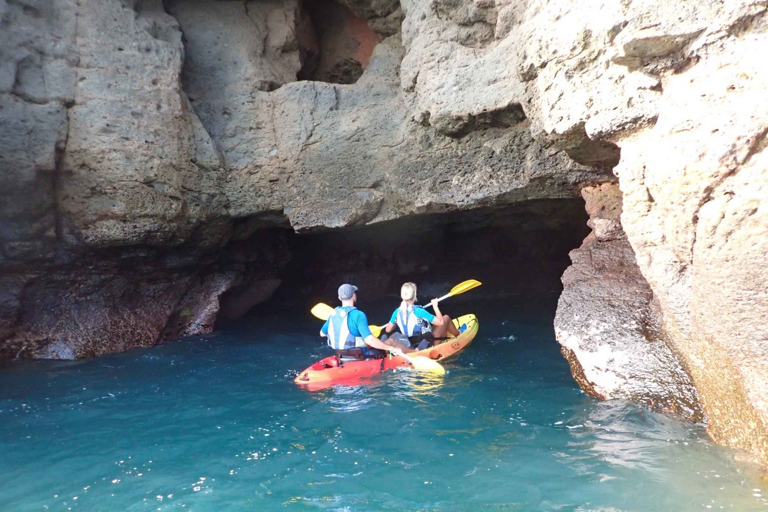 Mogán: Guided Kayak to Caves and Snorkeling Tour