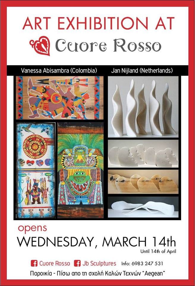 Art Exhibition. Paintings and Marble Sculptures
