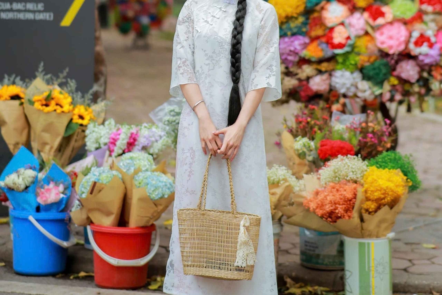 Hanoi: Ao Dai-fotografering med sminke og tilbehør