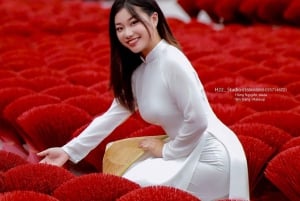 ハノイ：チュオン村での円錐形帽子作り体験、お香の村見学（昼食付き）
