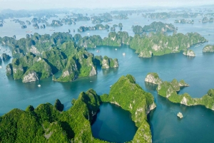 Hanoi: Bådtur i Halong-bugten med buffet, kajaksejlads og transport