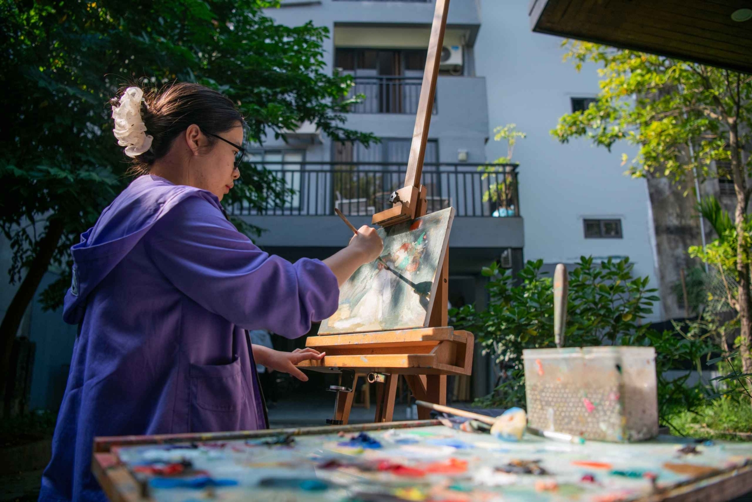 Hanoi: Privat kunstatelieroplevelse med materialer