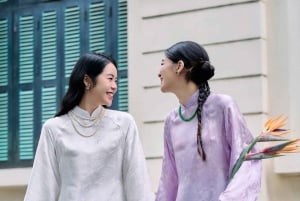 ハノイ：旧市街で伝統的なアオザイレンタル＆フォトウォーク