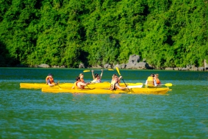 Hanoi: Viaggio di andata e ritorno per le isole, le grotte, il kayak e il pranzo della Baia di Halong