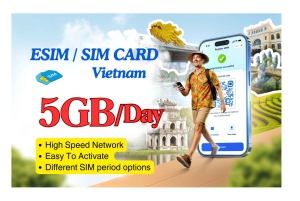 Wietnam: karta SIM i eSIM z pakietem danych 5 GB/dzień