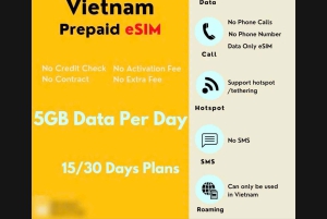 Wietnam: karta SIM i eSIM z pakietem danych 5 GB/dzień
