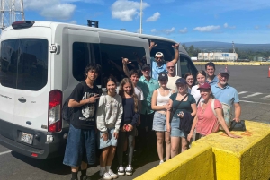 Big Island: Vulkan, svart sandstrand, vattenfall, med lunch