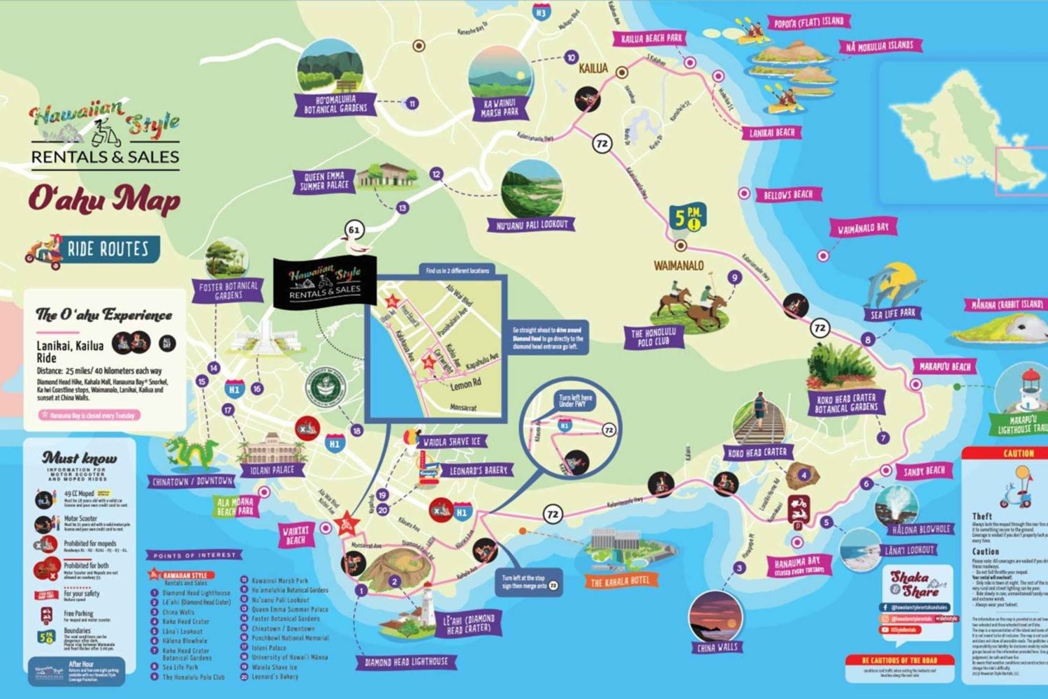 طريق ليمون تأجير سكوتر ويكيكي سكوتر لانيكاي وركوب شاطئ كايلوا