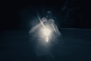 ライトと星のあるタートルタウンで夜のシュノーケル