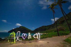 Oahu : Excursion photo et light painting dans le ciel nocturne d'Honolulu