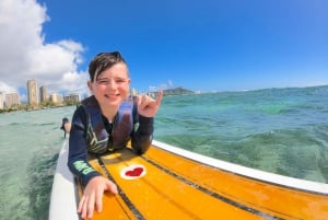 Oahu: Lección de surf para niños en la playa de Waikiki (hasta 12 años)