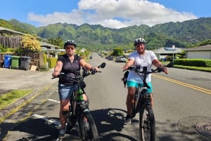オアフ島ワイキキEサイクリングとマノア滝ハイキング