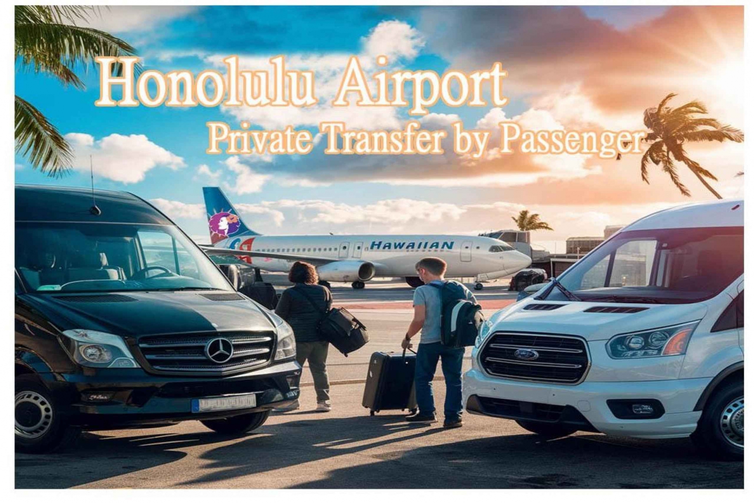 Privat transfer Waikiki till HNL flygplats * 1-12 passagerare*