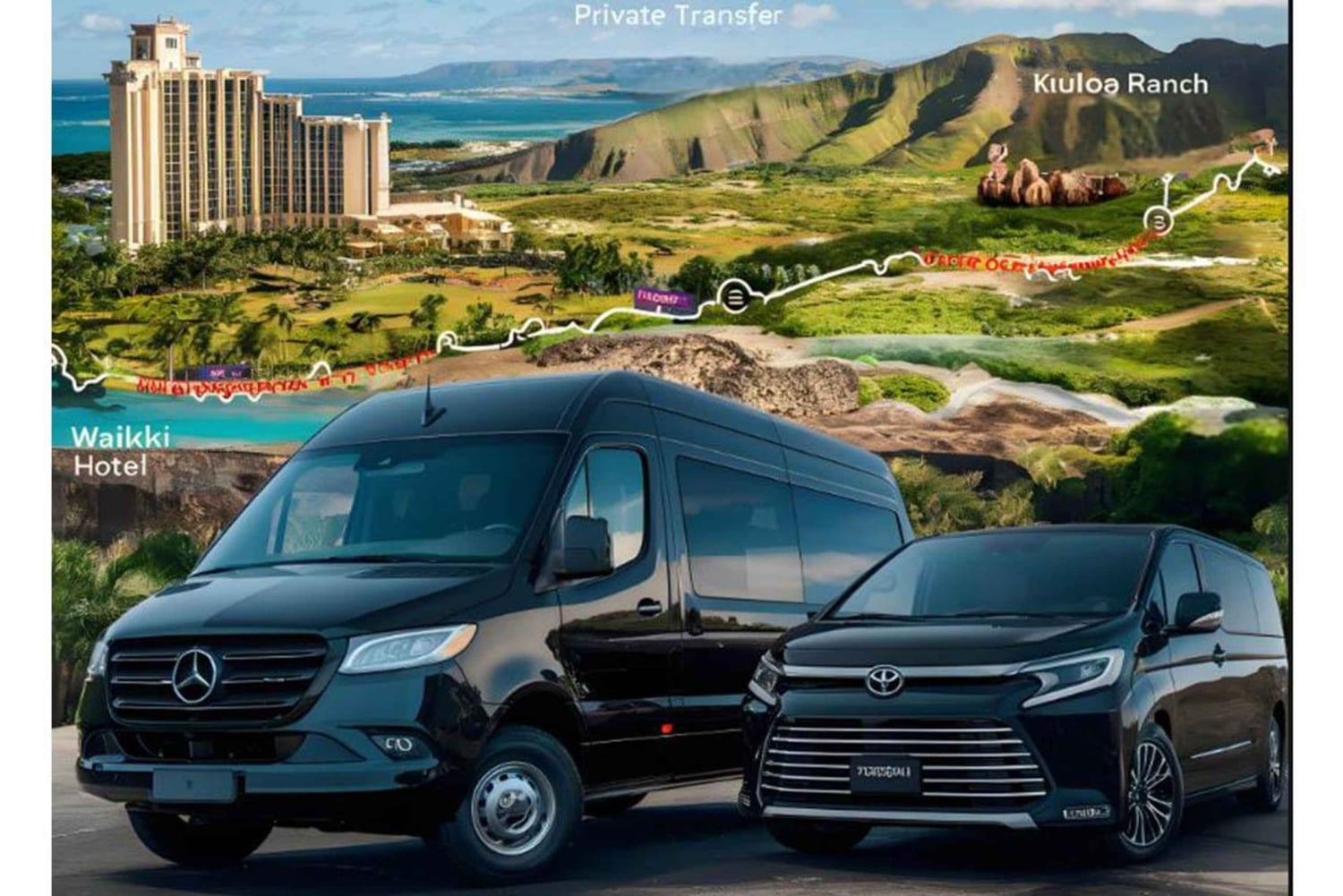 Частный трансфер туда и обратно Ранчо Куалоа и отель Вайкики