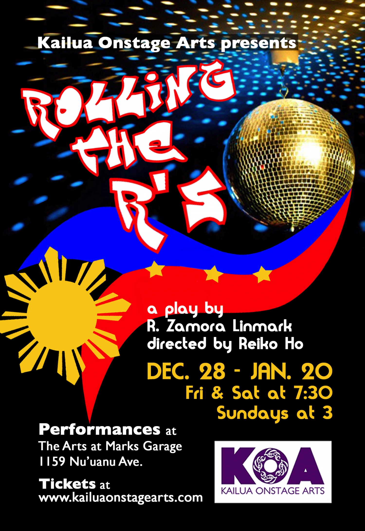 ROLLING THE R'S, a play by R. Zamora Linmark, directed by Reiko Ho