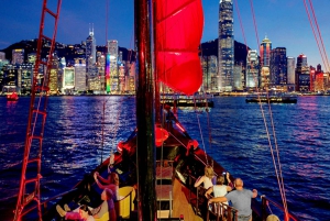Hong Kong:Evening Cruise Tour in Chinese Junk Boat with Wine